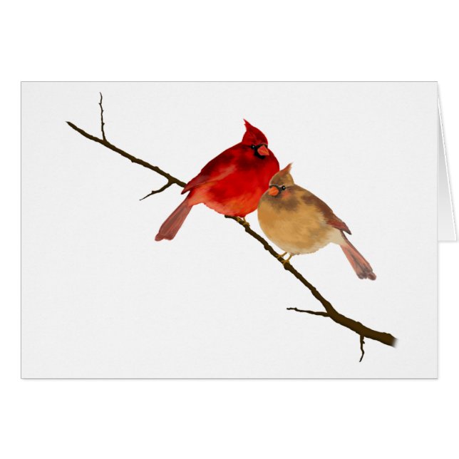 cardenales en una rama (Anverso (Horizontal))