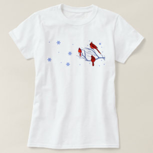 Cardenales rojos. Camiseta del regalo del navidad