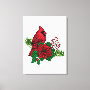 Cardenales rojos en decoración de Navidad
