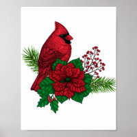 Cardenales rojos sobre decoración de Navidades