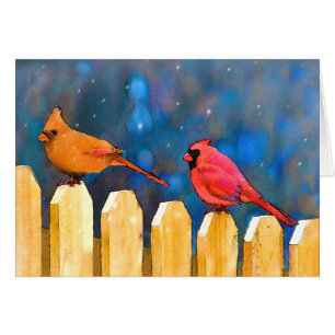 Cardenales sobre la pintura de la cerca - Arte ori