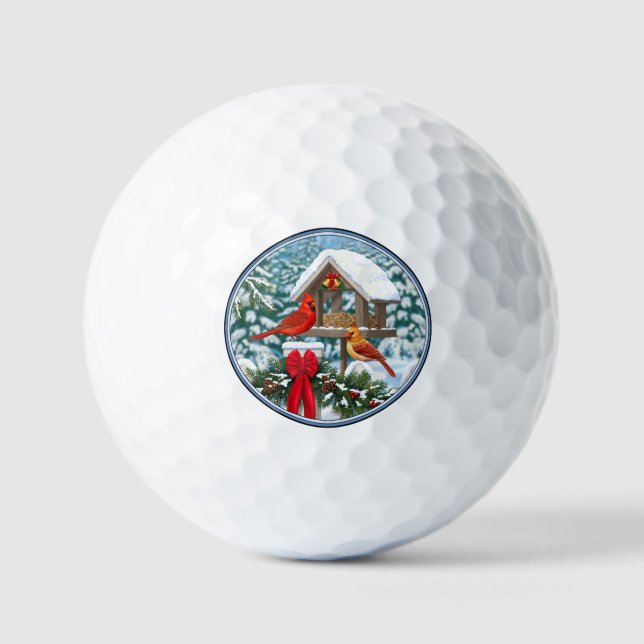 Cardenales y Navidades Bolas de golf para alimenta (Anverso)