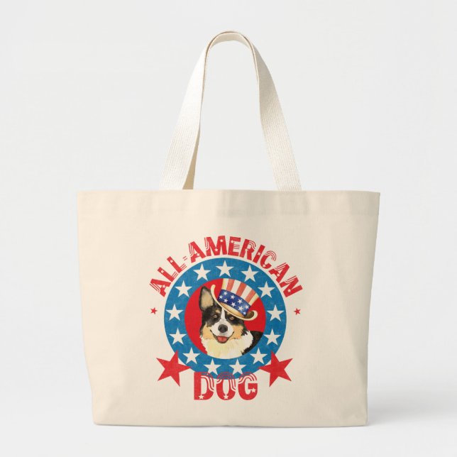 Cárdigan patriótico Corgi galés grande bolsa de to (Frente)