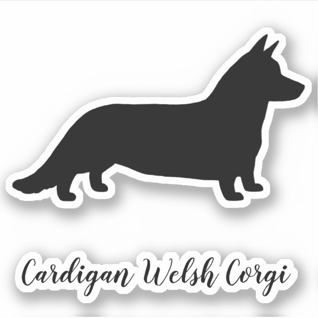 Cardigan Welsh Corgi Dog Silhouette Vinyl Pegatina (Anverso)