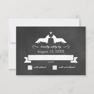 Cardigan Welsh Corgi Silhouettes Wedding RSVP