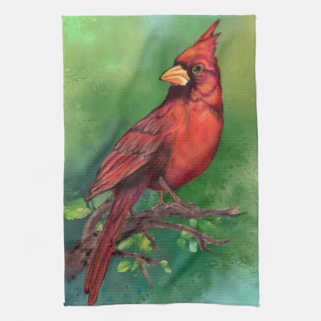 Cardinal Bird Kitchel Toalla (Vertical)