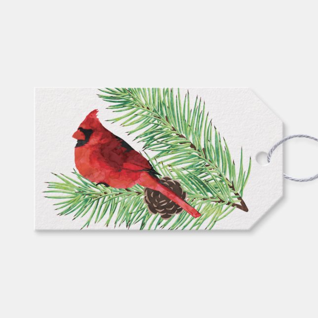Cardinal en etiqueta de regalo Evergreen / Persona (Frente (Horizontal))