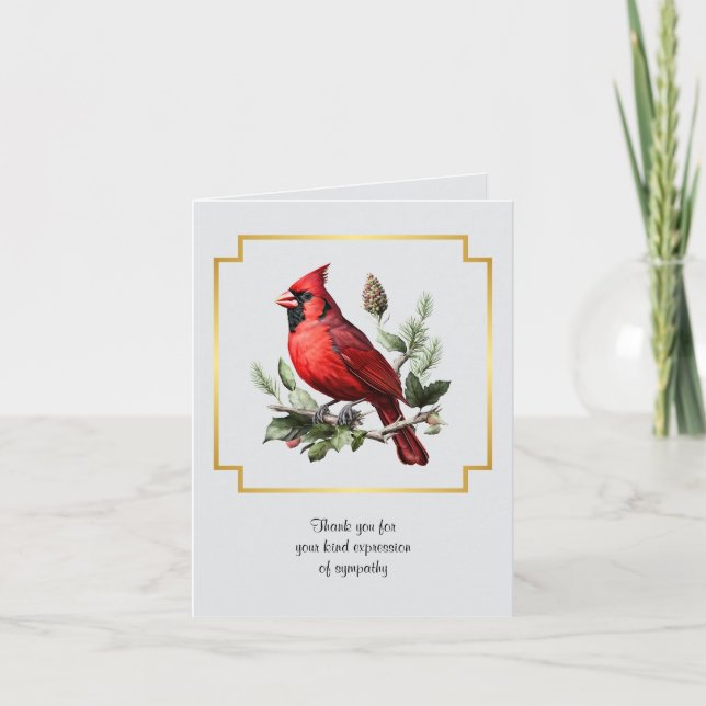 Cardinal Sympathy Gracias Tarjeta de notas doblada (Anverso)