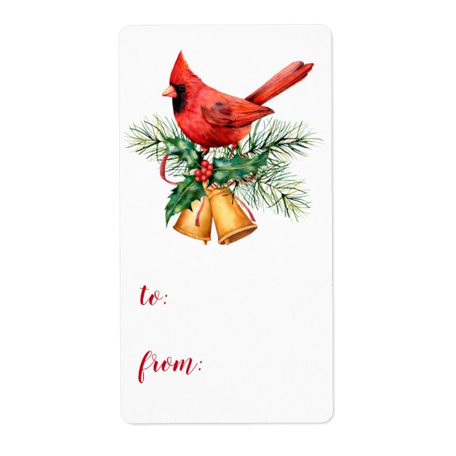 Cardinal To From Christmas Gire Etiquetas (Frente)
