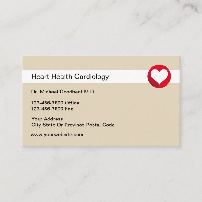 Cardióloga médica Tarjetas de visita para la salud (Anverso)