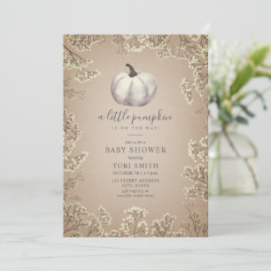 Cardstock de calabaza blanca cae Invitación de Bab