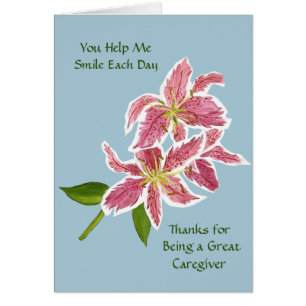 Caregiver Card con Stargazer Lilies