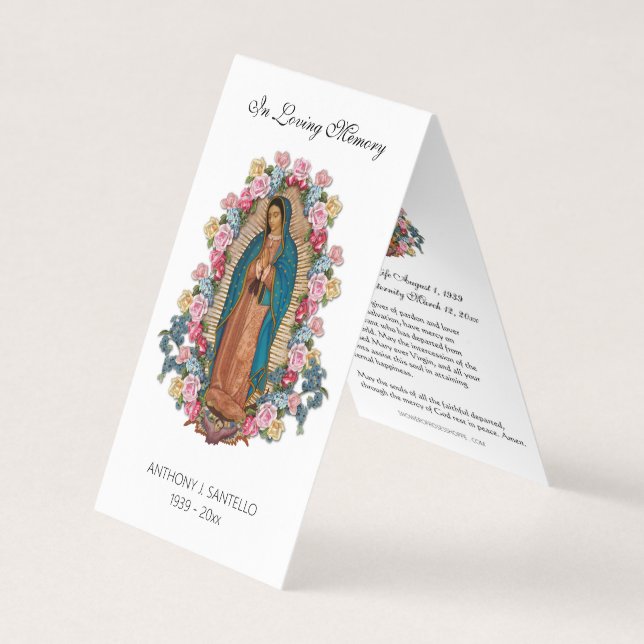 Careral Católico Guadalupe Oración Tarjeta Santa (Anverso)