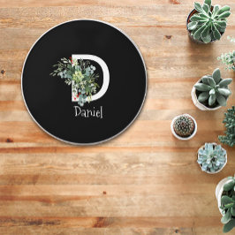 Cargador inalámbrico blanco negro con flor de colo