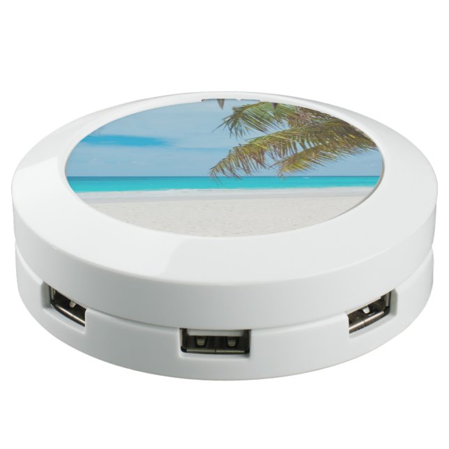 Cargador USB Playa tropical con las palmeras (Angular)