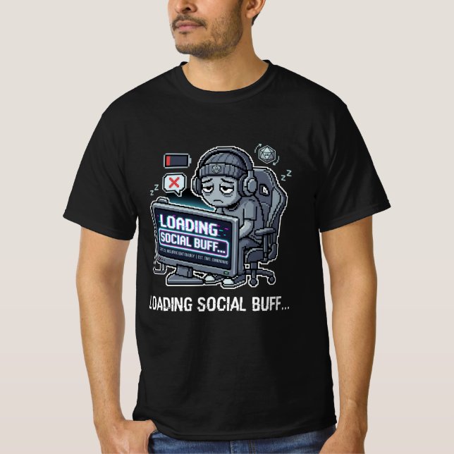 Cargando Búfer Social... Camiseta de Gamer (Anverso)