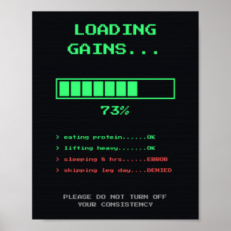 Cargando Ganancias Póster de Gimnasio Retro Pixel 