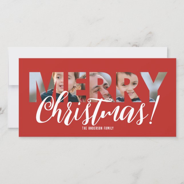 Cargar foto en texto Feliz Navidad Rojo (Anverso)