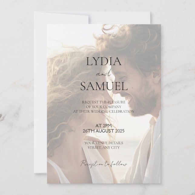 Cargar tu propia invitación de boda fotográfica (Anverso)