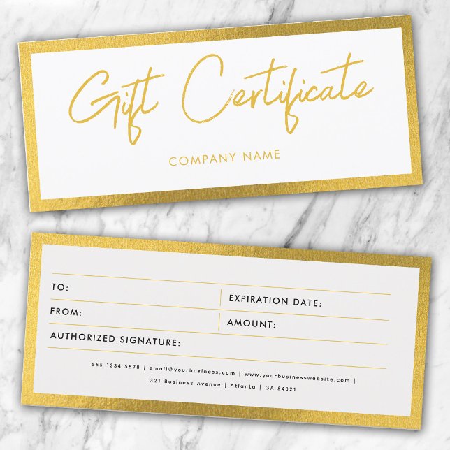 Cargo de certificado de regalo para empresas blanc (White & Gold Business Gift Certificate Voucher)