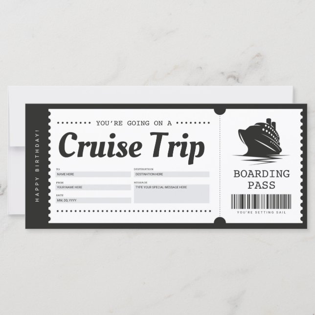 Cargo de regalo para boletos de vacaciones de cruc (Anverso)