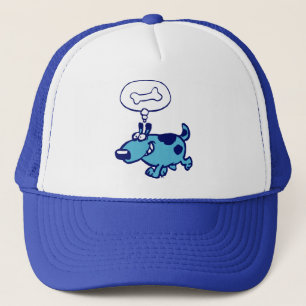 Caricatura azul Perro pensando en Gorra óseo