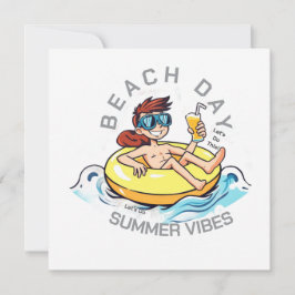 Caricatura de Beach Day en el anillo inflable