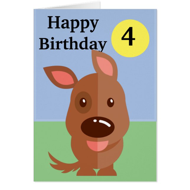 Caricatura de Cute Brown Edad de perro (Frente)