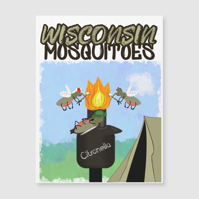 Caricatura de Mosquitos de Wisconsin - Acampada co (Anverso)
