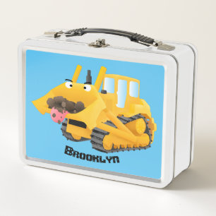 Caricatura graciosa amarilla con bulldozer