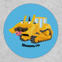 Caricatura graciosa amarilla con bulldozer