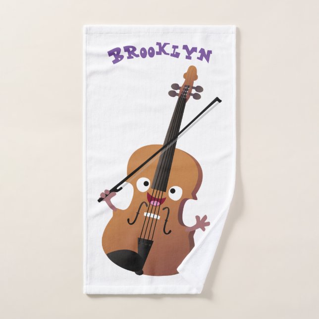 Caricatura musical divertida en violín (Toalla de mano)
