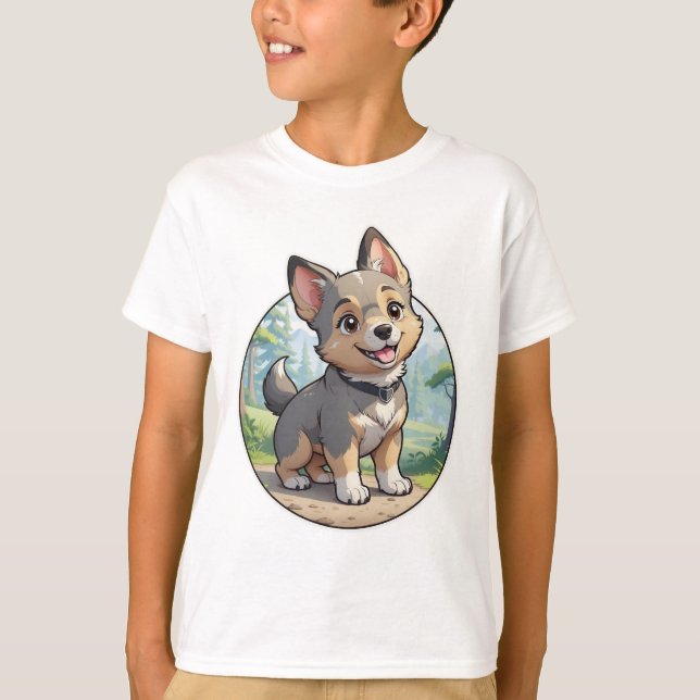 Caricatura sueca de Vallhund en la camiseta de per (Anverso)