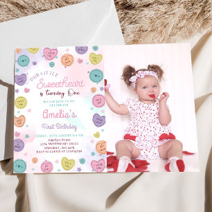 Cariño Candy Valentine Invitación de primer cumple