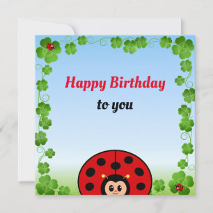 Cariñosa Mariquita en Tarjeta Plana de Cumpleaños 