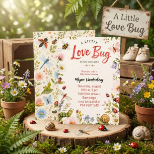 Cariñosa pequeña invitación de mariquitas para bab