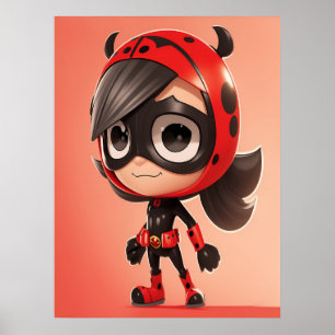 Cariñoso Póster de Superheroína Mariquita para Hab