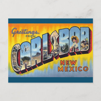 Carlsbad, Nuevo México, postal de arte vintage
