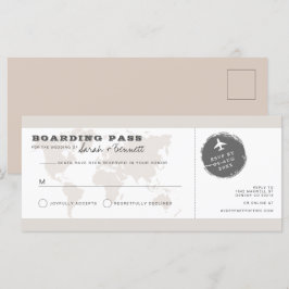 CARMEN Beige World Map Boarding Pass Tarjeta RSVP