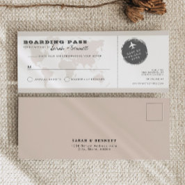 CARMEN Beige World Map Boarding Pass Tarjeta RSVP