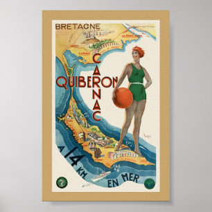 Carnac - Quiberon Francia Póster Vintage 1930