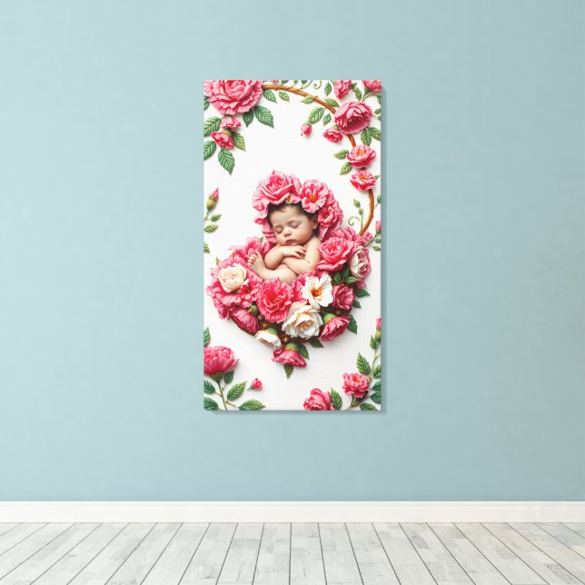 Carnation Halo - Bebé Niña Nacimiento Flor Arte (Insitu (piso de madera))