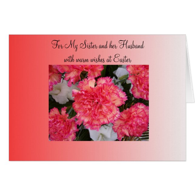 Carnations Herster Y Husband Easter Card (Anverso (Horizontal))