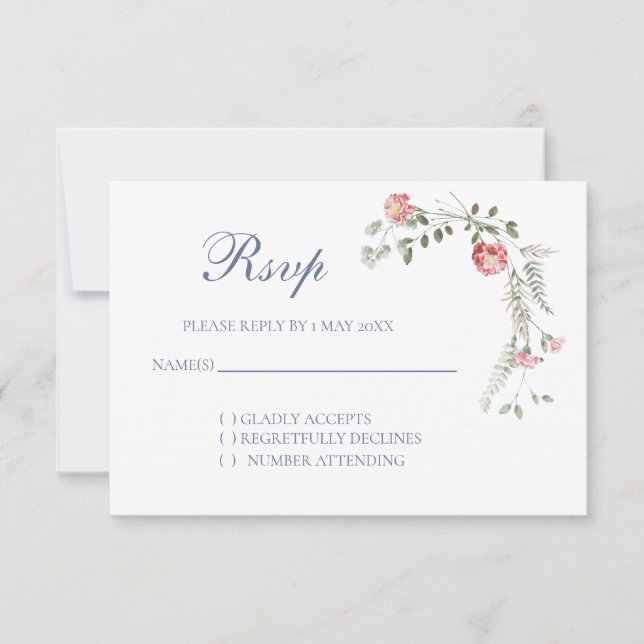 Carnations Wedding RSVP card (Anverso)