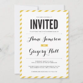 Carnaval Amarillo estriba invitación a la boda mod