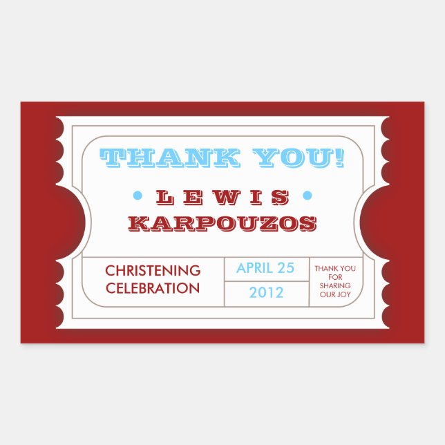 Carnaval azul rojo gracias Pegatina de entradas (Anverso)