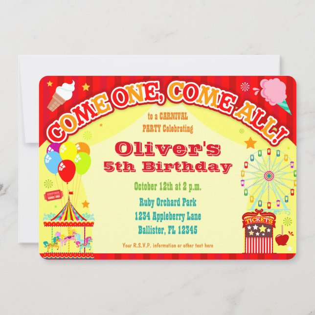 Carnaval colorido - Invitaciones de cumpleaños Per (Reverso)