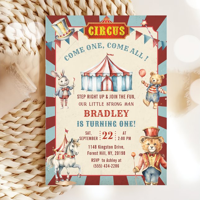 Carnaval de circo anima primera invitación de cump (Subido por el creador)