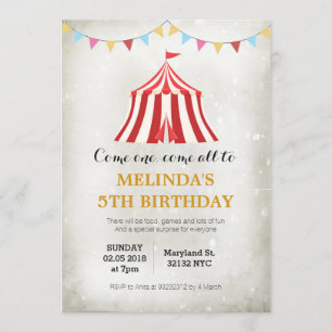 Carnaval de circo infantil Invitaciones a la fiest