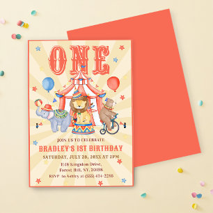 Carnaval de circo y animales Invitación de primer 